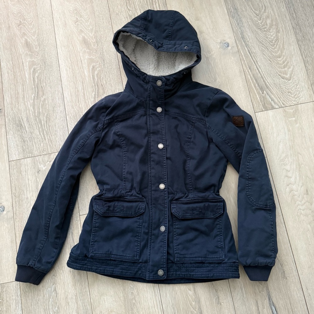 Hollister Heritage Collection Flannel Lined Anorak Jacket Hooded Navy Blue Sz M
